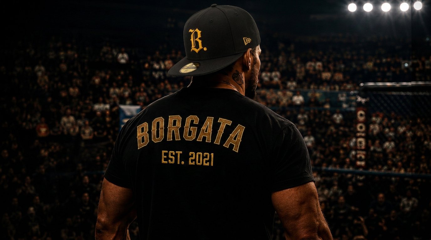 Fighter walking out to the octagon wearing Borgata gear